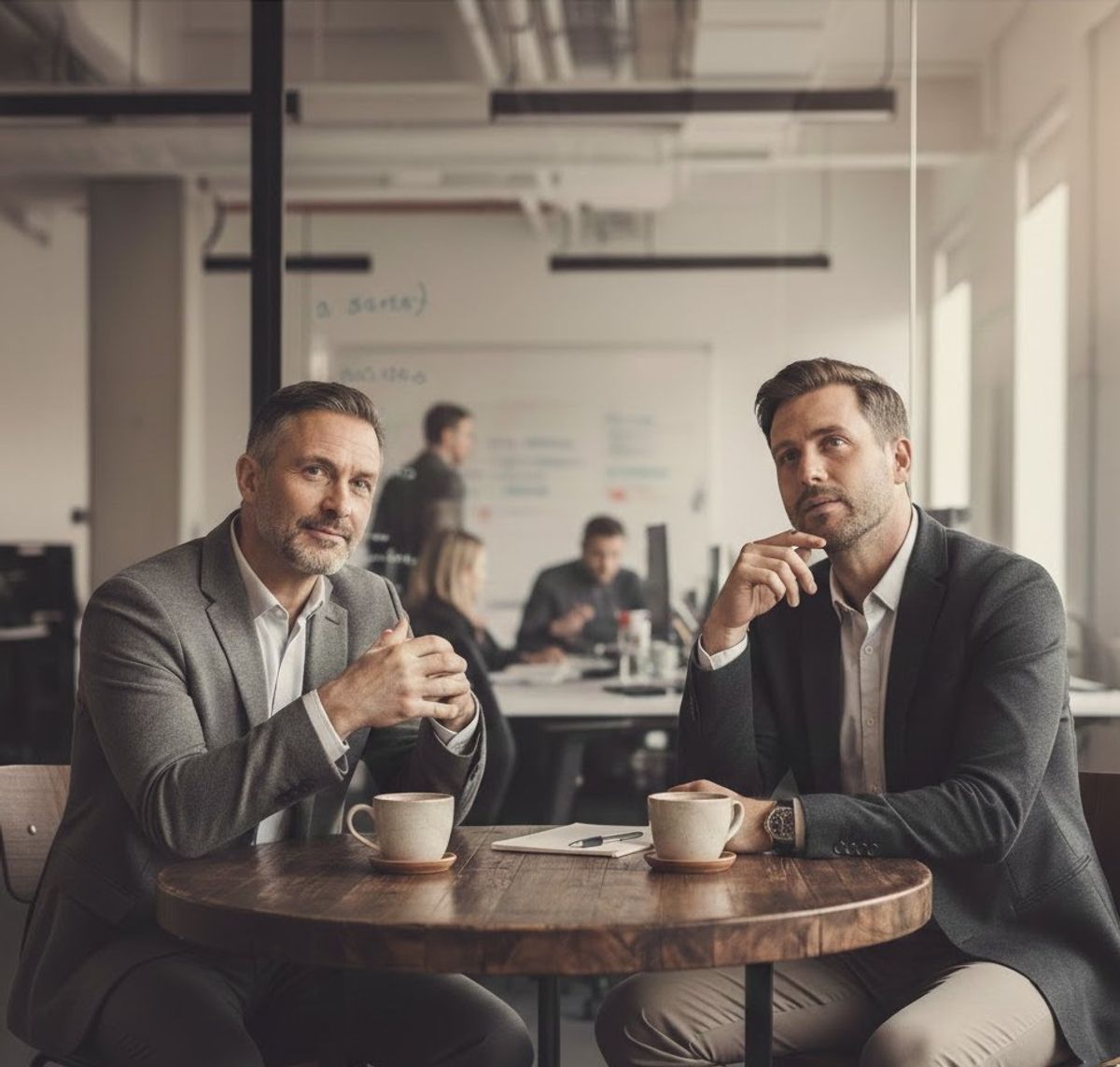 Executive in a focused one-on-one AI coaching session