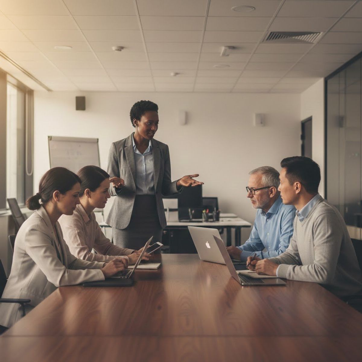 Team training session on AI tools in a collaborative office environment