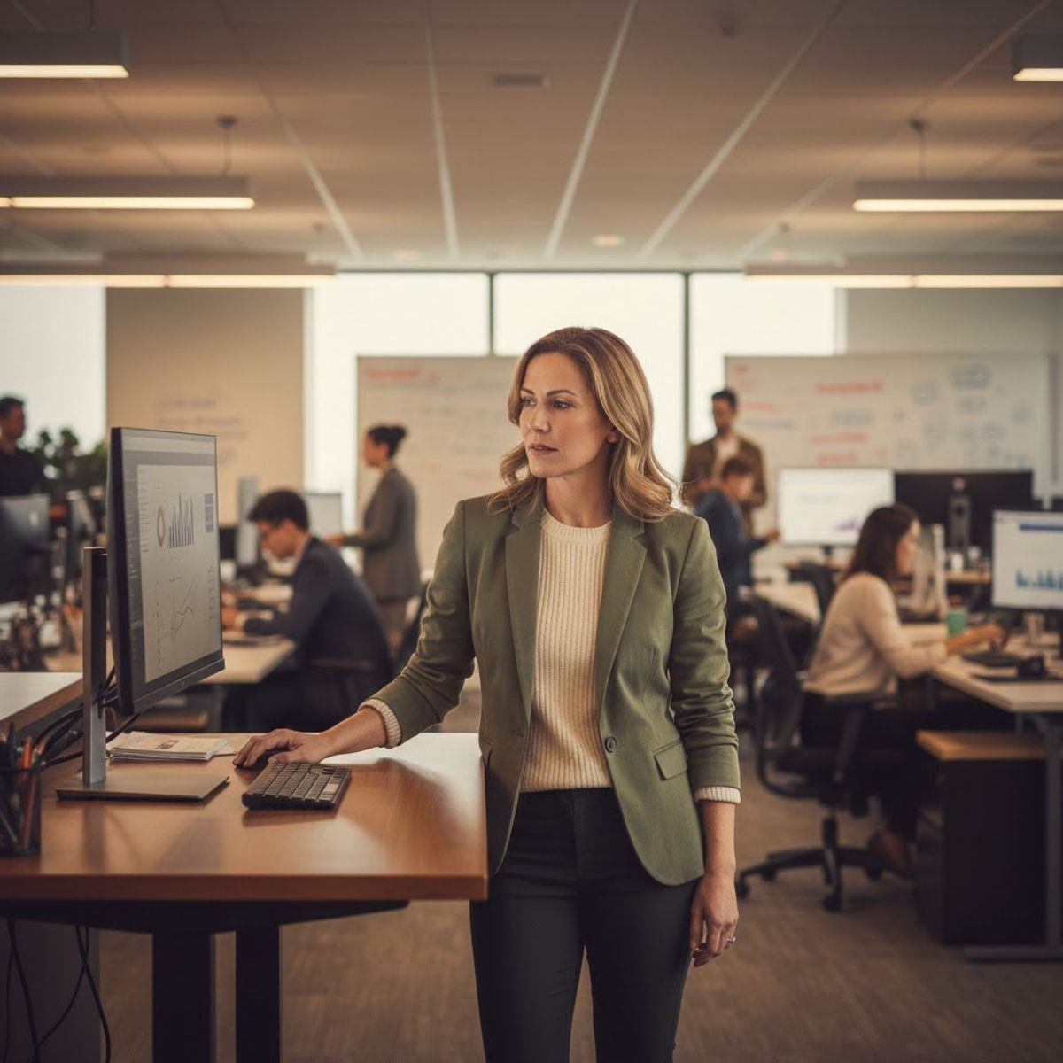 Executive team working on AI workflow implementation at a whiteboard